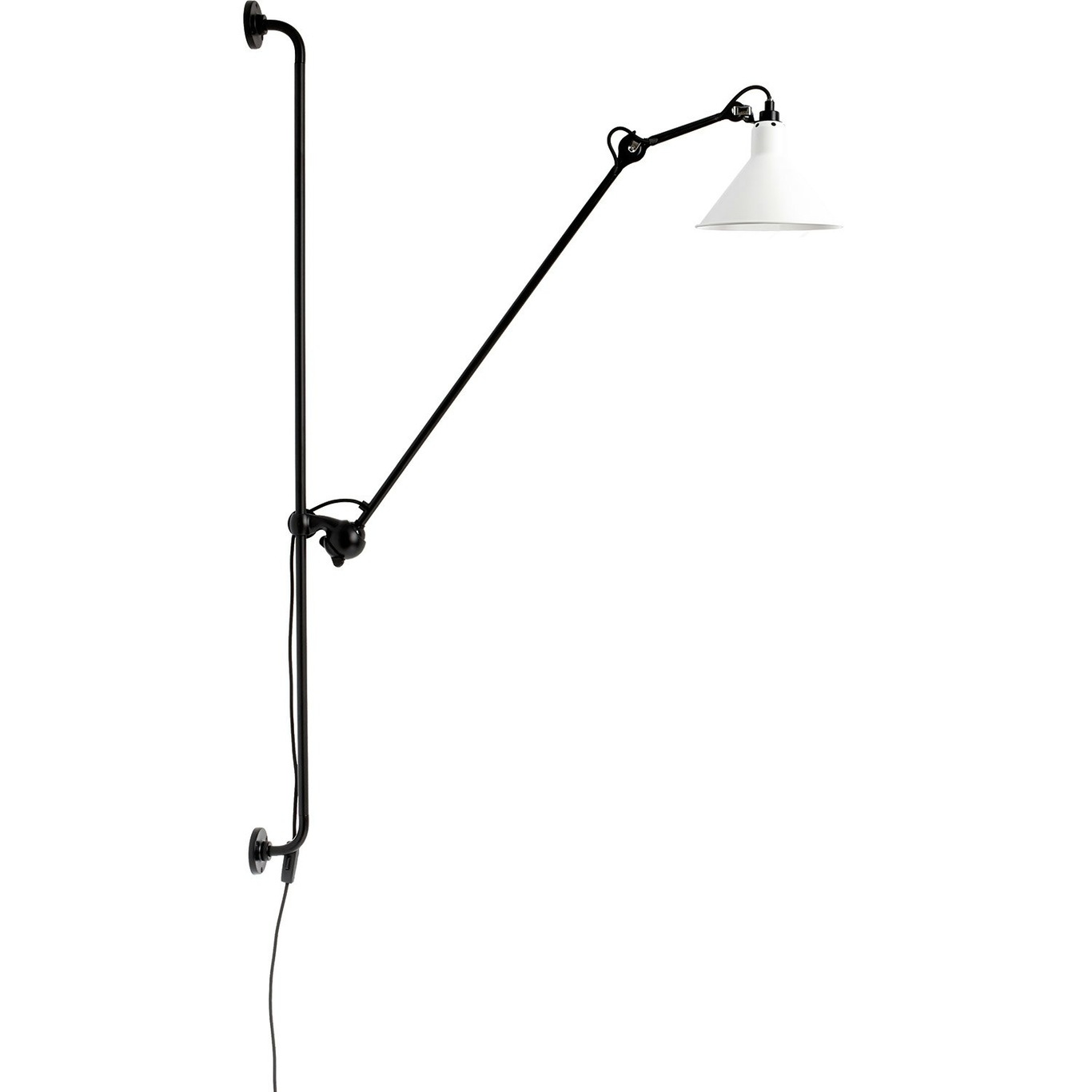 Lampe Gras N°214 Wandlamp, Zwart / Wit