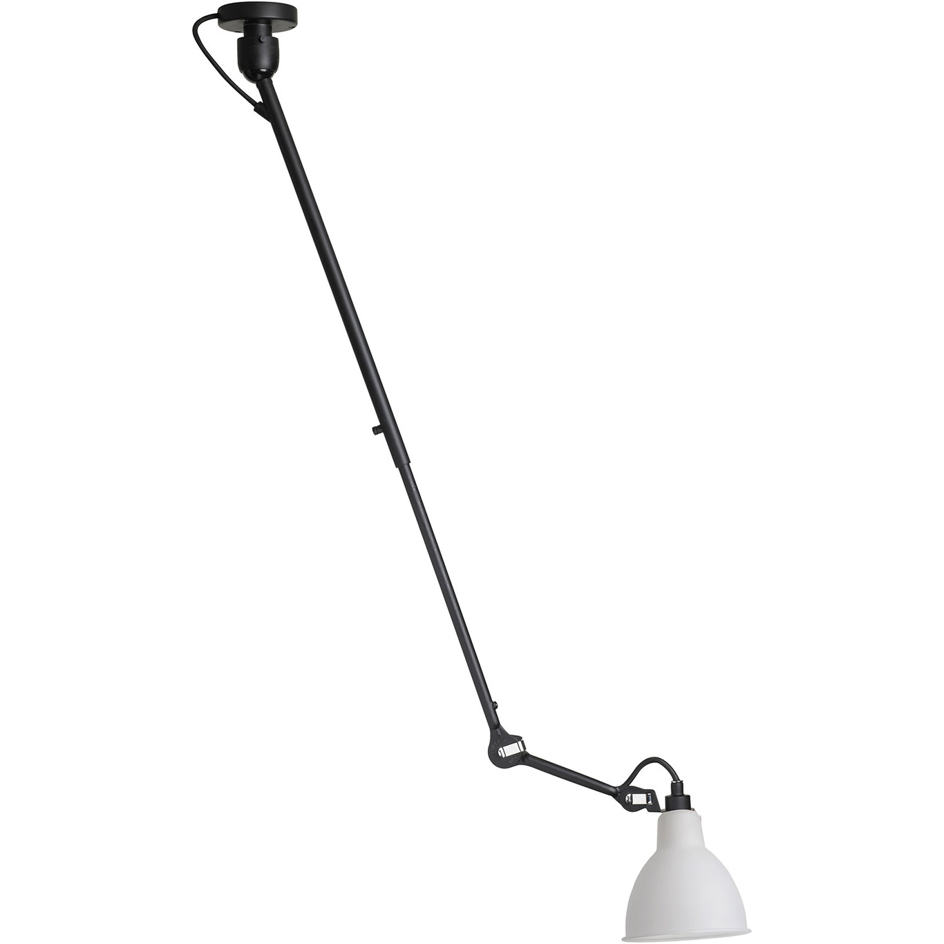 Lampe Gras N°302 Plafondlamp, Zwart / Melkglas