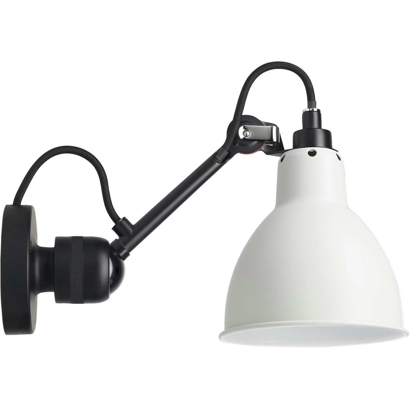 Lampe Gras N°304 Wandlamp met Koord, Zwart / Wit