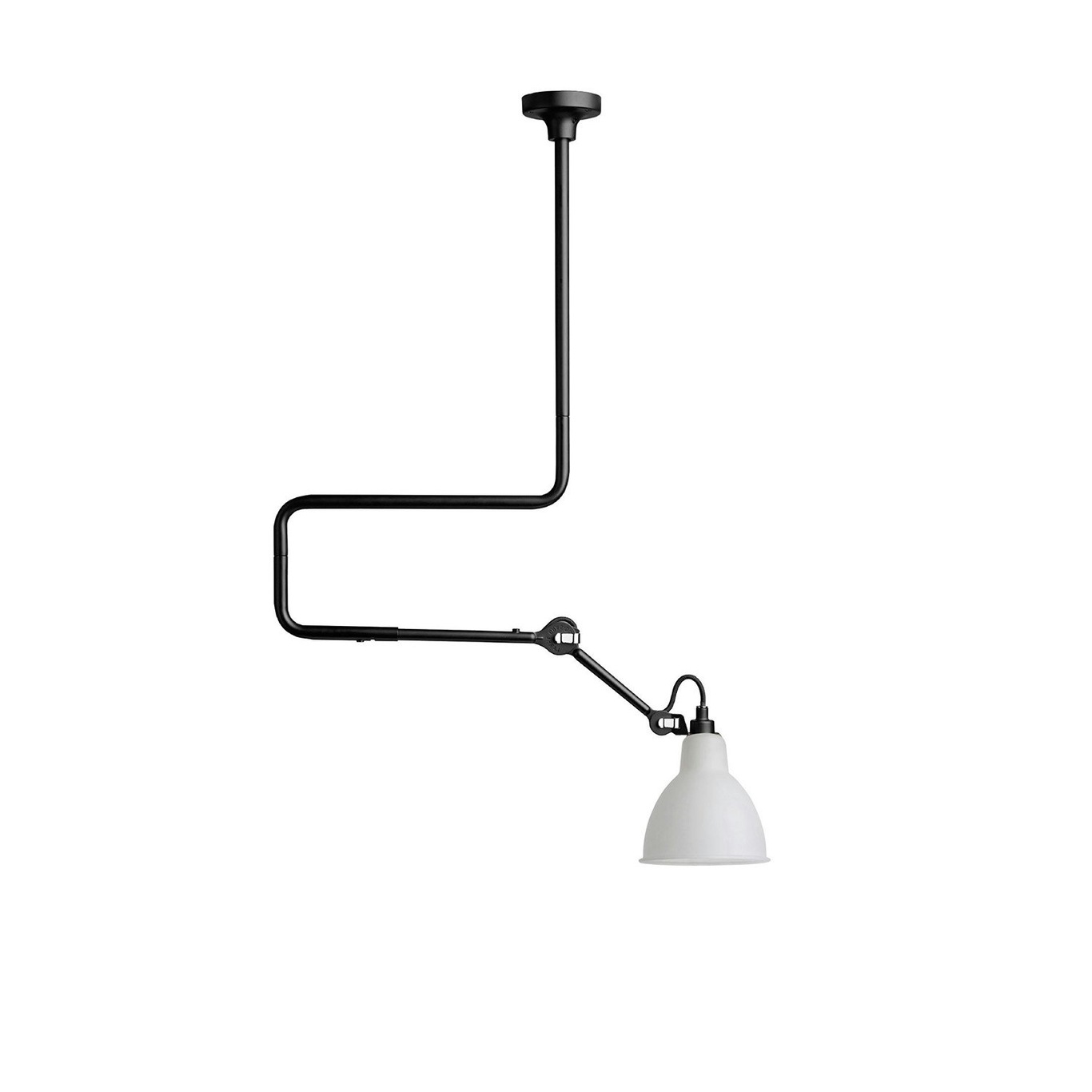 Lampe Gras N°312 Plafondlamp, Zwart / Melkglas
