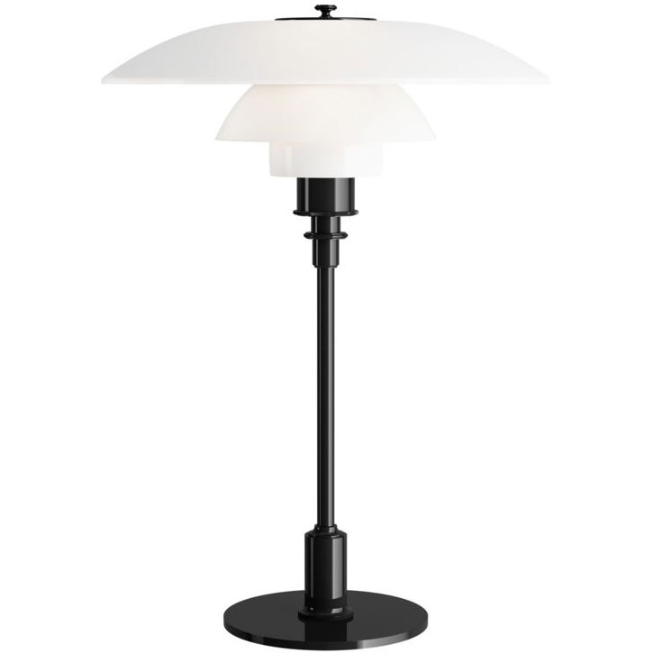 PH 3 1/2-2 1/2 Table Lamp, White Opal Glass/Black Metalized