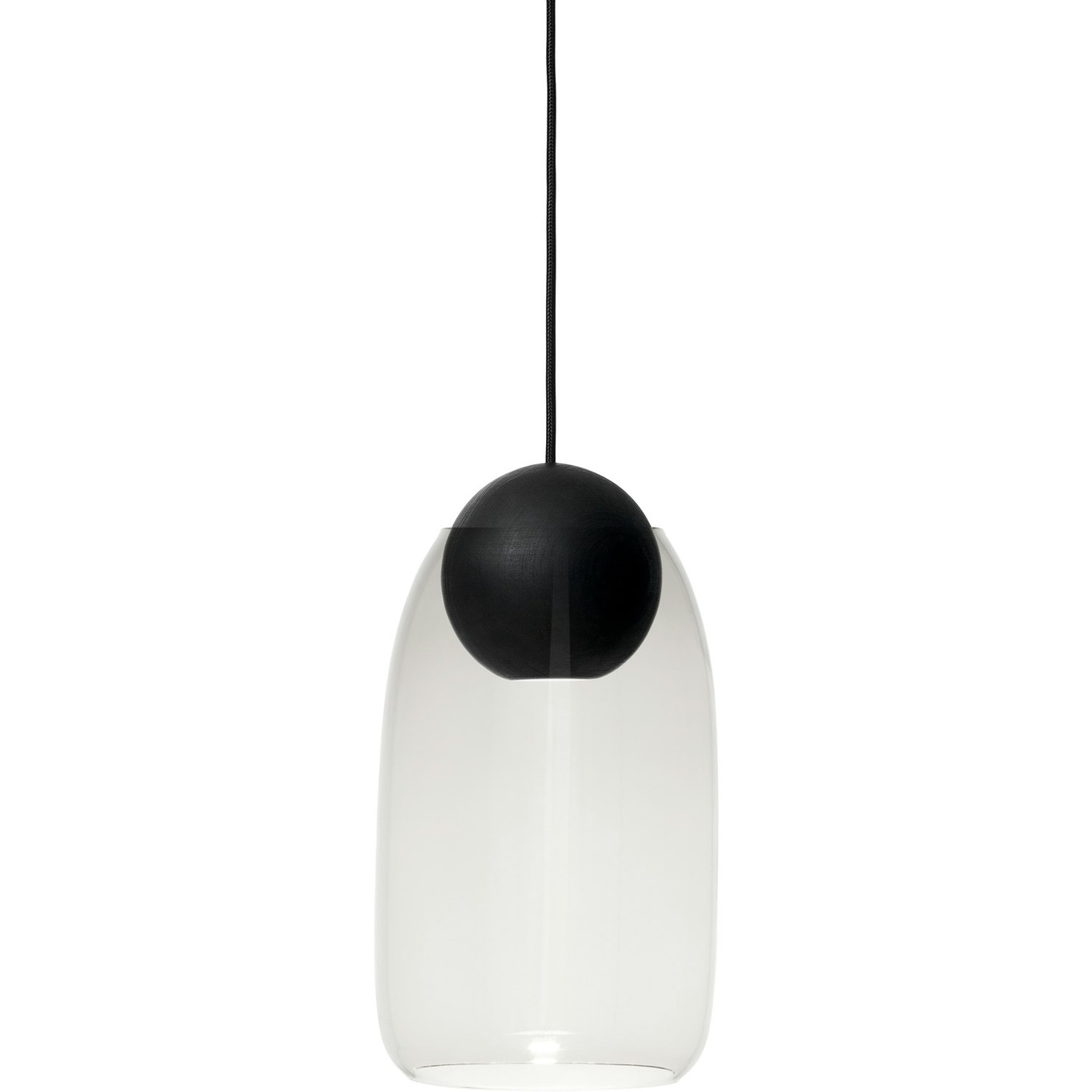 Liuku Ball Hanglamp, Zwart Gebeitst Lindehout / Transparant Glas