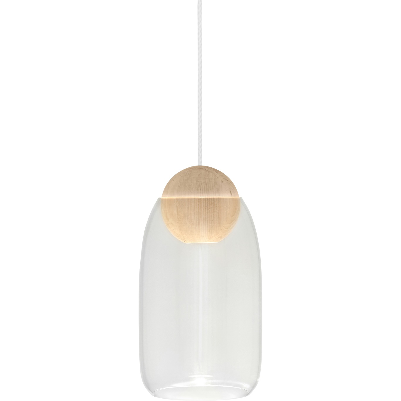 Liuku Ball Hanglamp, Mat Gelakt Lindehout / Transparant Glas