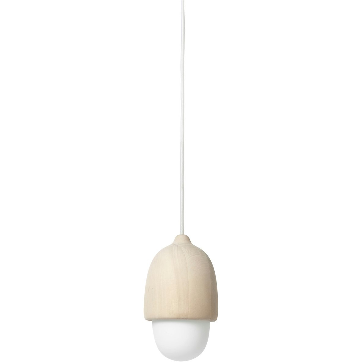 Terho Hanglamp Mat Gelakt Lindehout / Melkglas, 13,5 cm