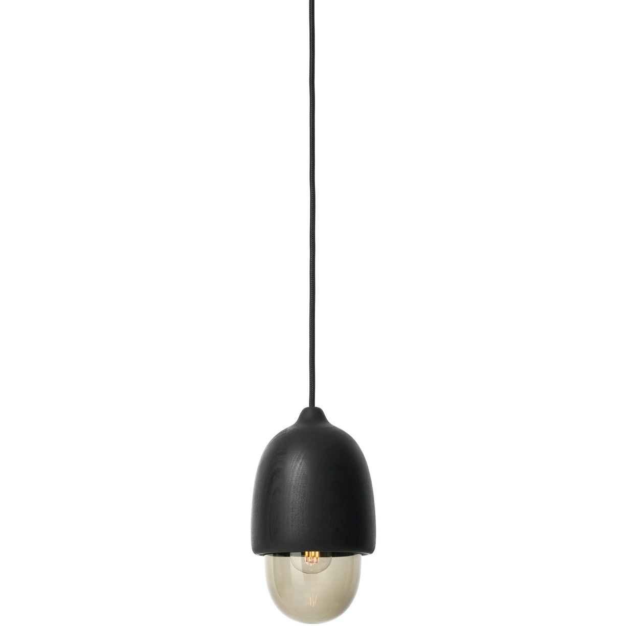 Terho Hanglamp Zwart Gebeitst Lindehout / Gerookt Glas, 13,5 cm