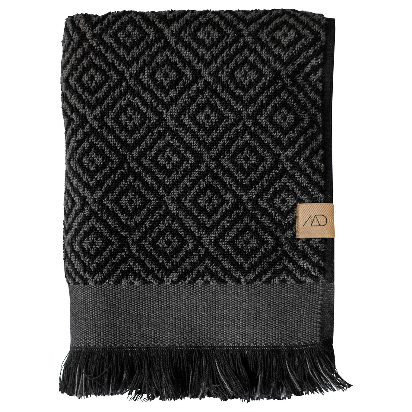 Morocco Handdoek 50 x 95 cm, Zwart/Grijs