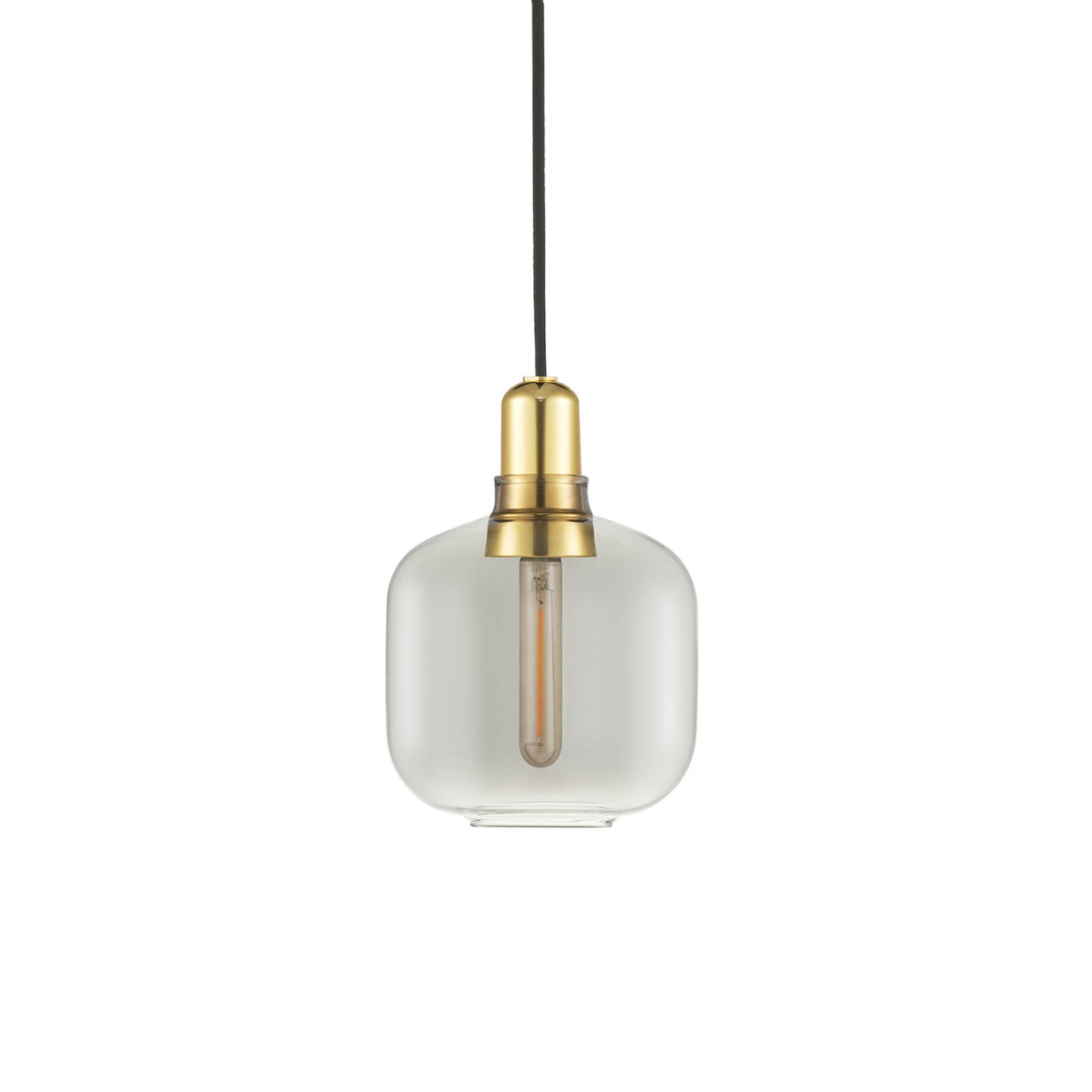 Amp Hanglamp Klein, Gerookt Grijs/Messing