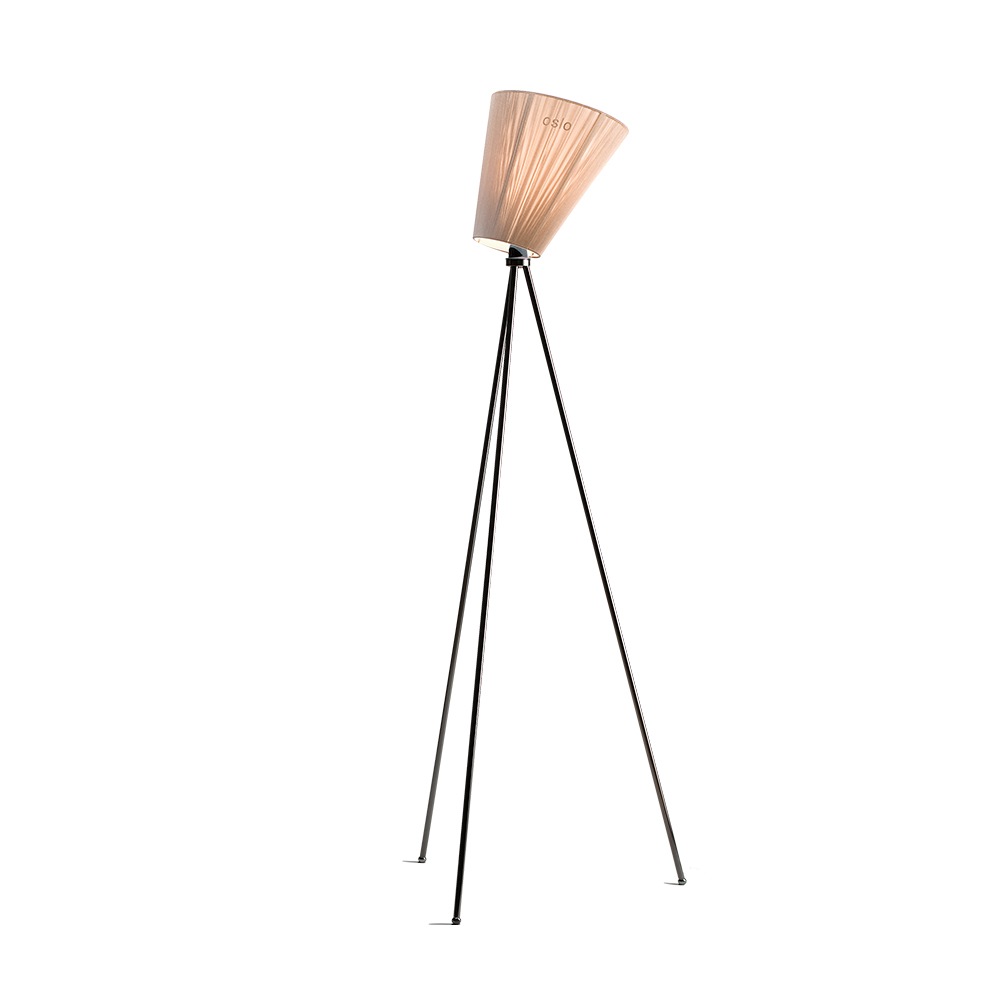 Oslo Wood Floor Lamp, Black/Beige