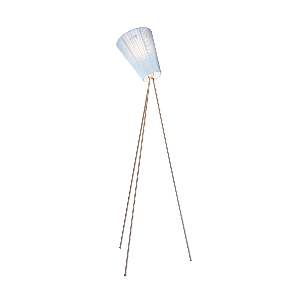 Oslo Wood Floor Lamp, Steel/Light Blue