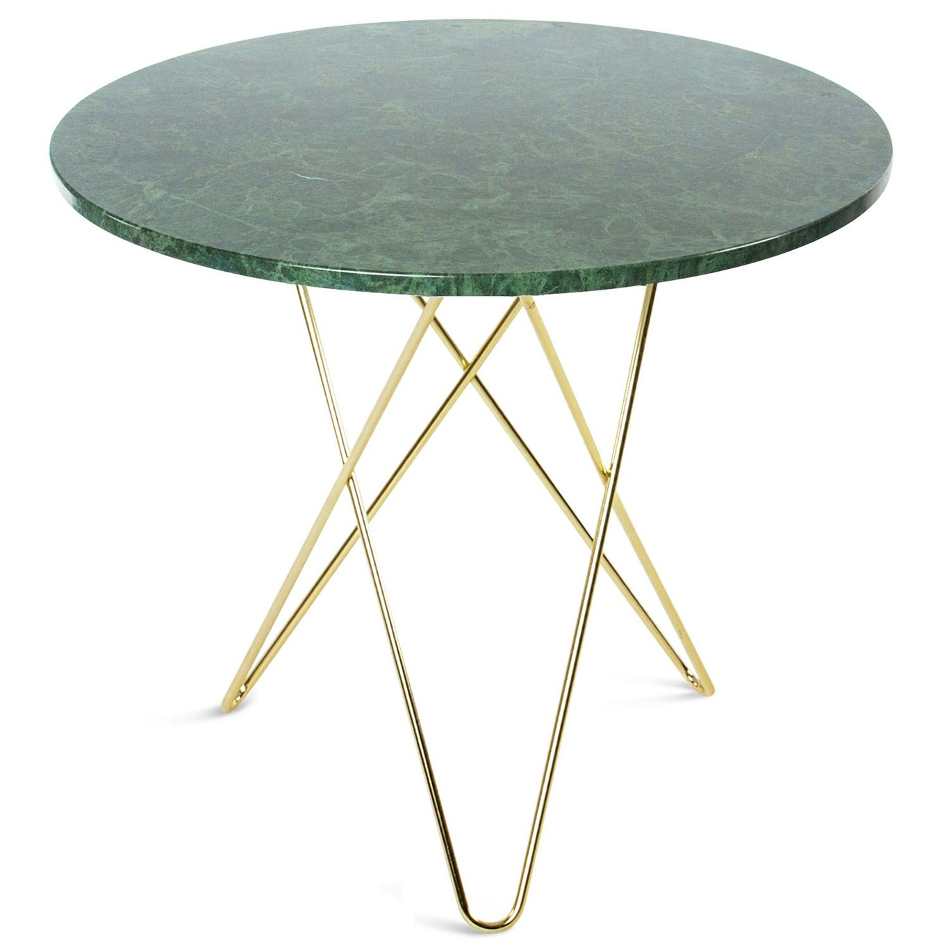 O Dining Table, Green Marble/Brass
