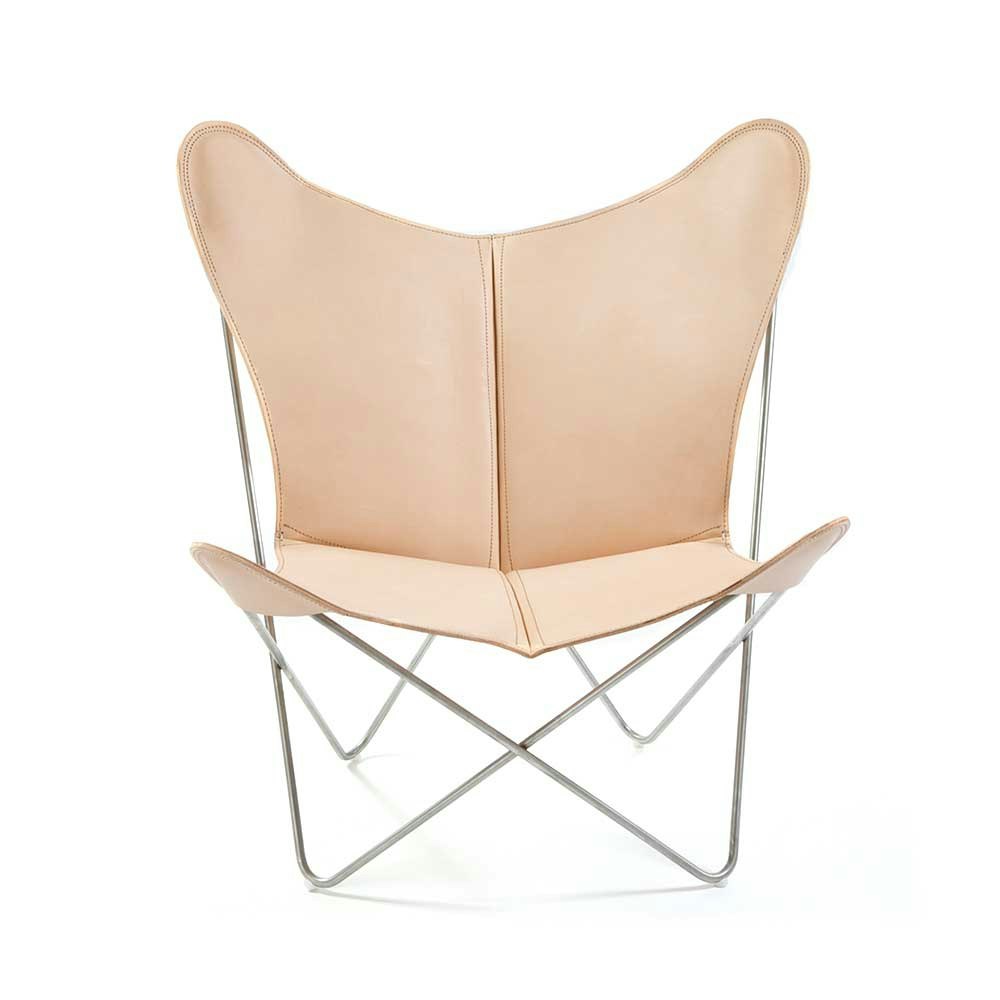 Trifolium Bat Chair, Steel Frame, Leather Nature