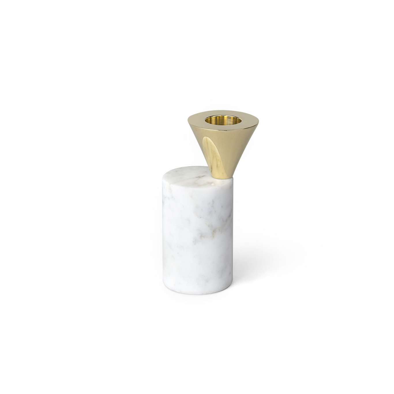 Streamers Candle Holder 70 B, White Marble