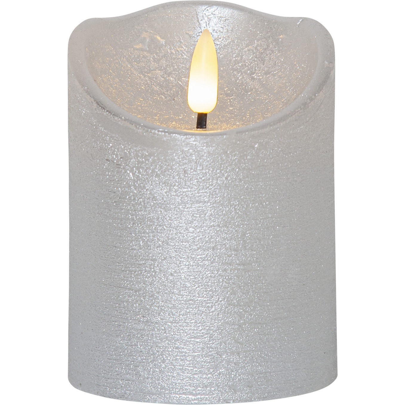 Flamme Rustic LED Stompkaars Zilver, 10 cm