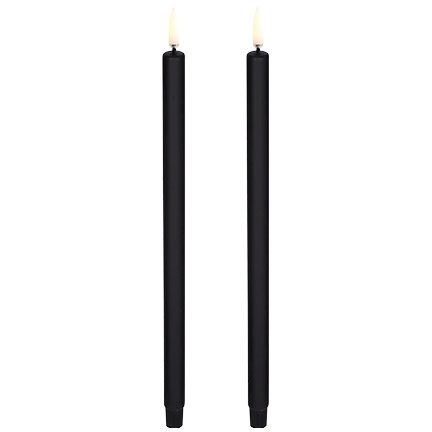 LED Mini Staafkaars Plain Black, 1,3 x 25 cm