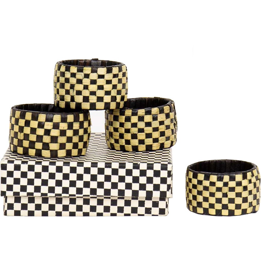 Chess Napkin Rings 4-pack, Black/White