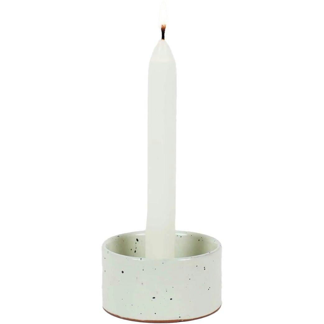 Earth Cylinder Candle Holder, Grey White