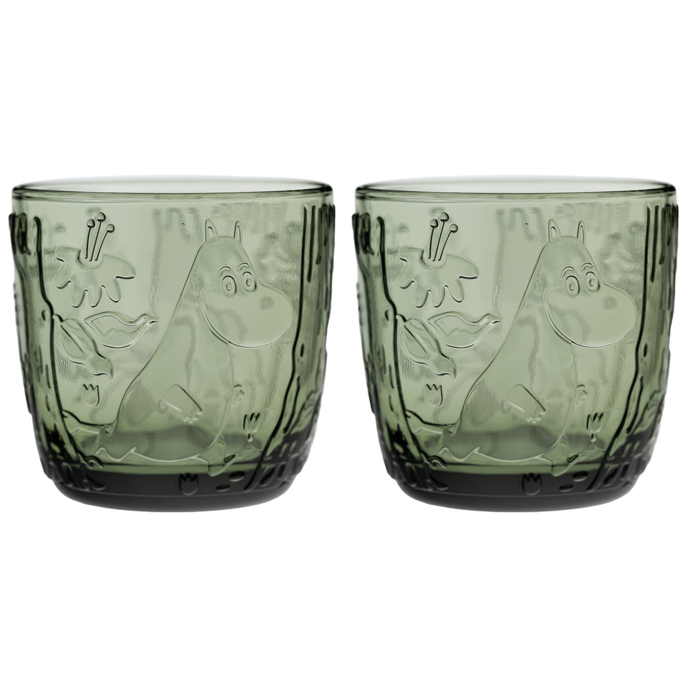 Moomin Drinking Glass 2-pack 28 cl, Pine Green