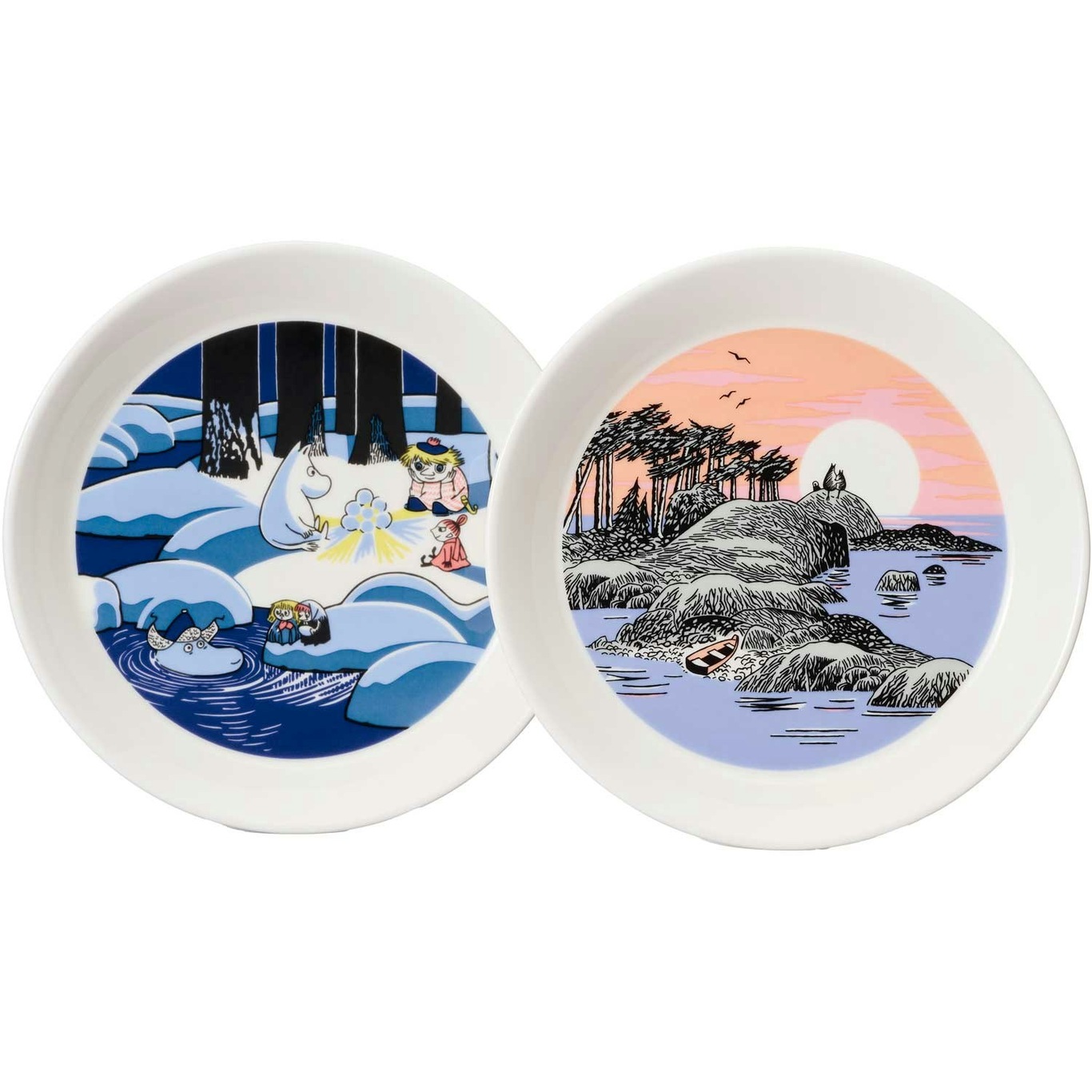Moomin Side Plates 19 cm, Snow Lantern & Moomin's Day