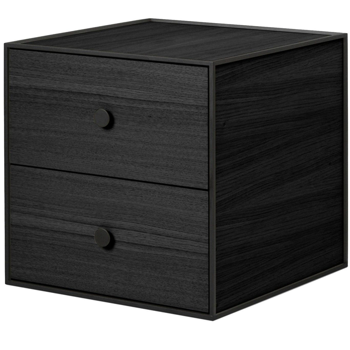 Frame 35 Bedside Table With 2 Drawers, Black Stained Ash
