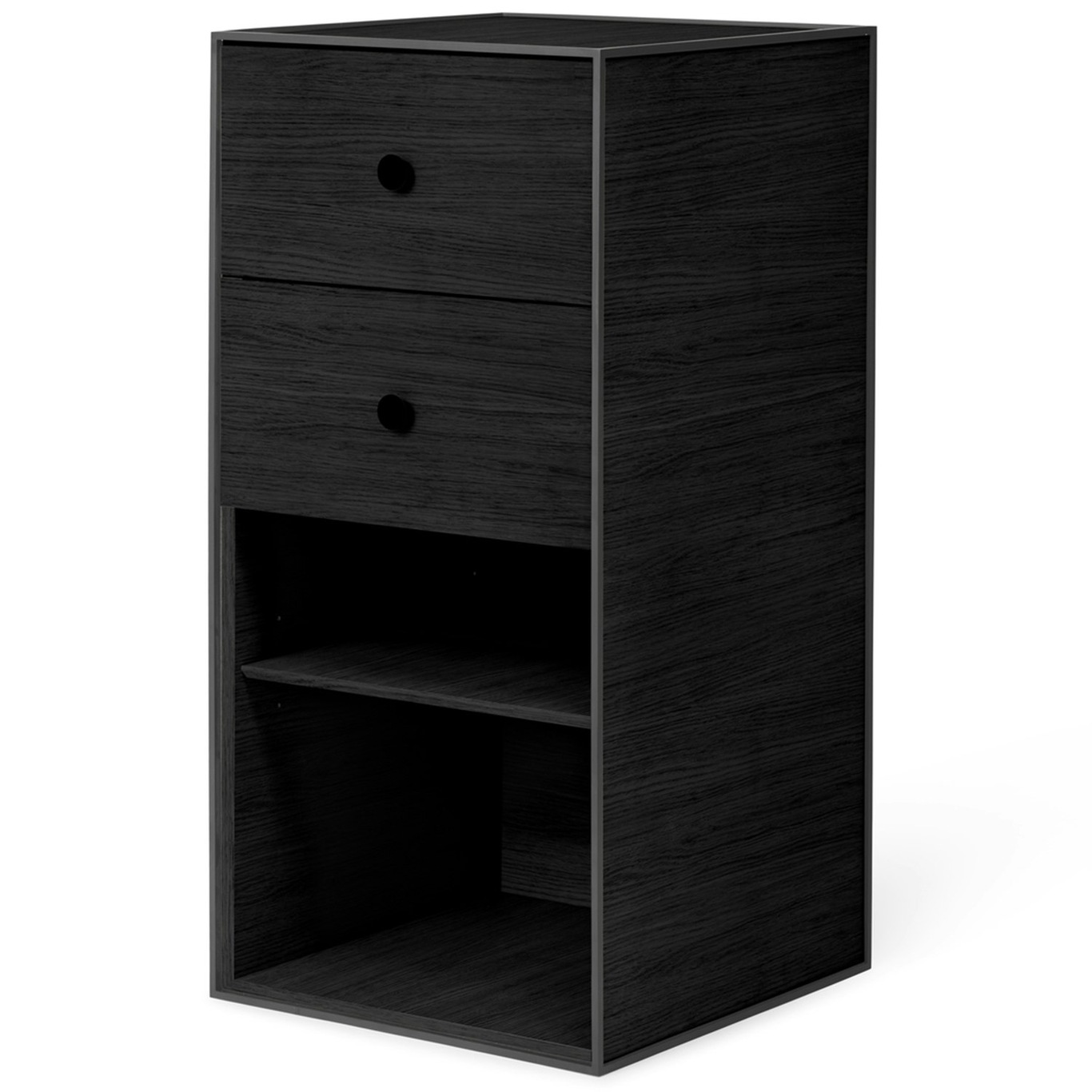Frame 70 Side Table With 2 Drawers, Black Stained Ash
