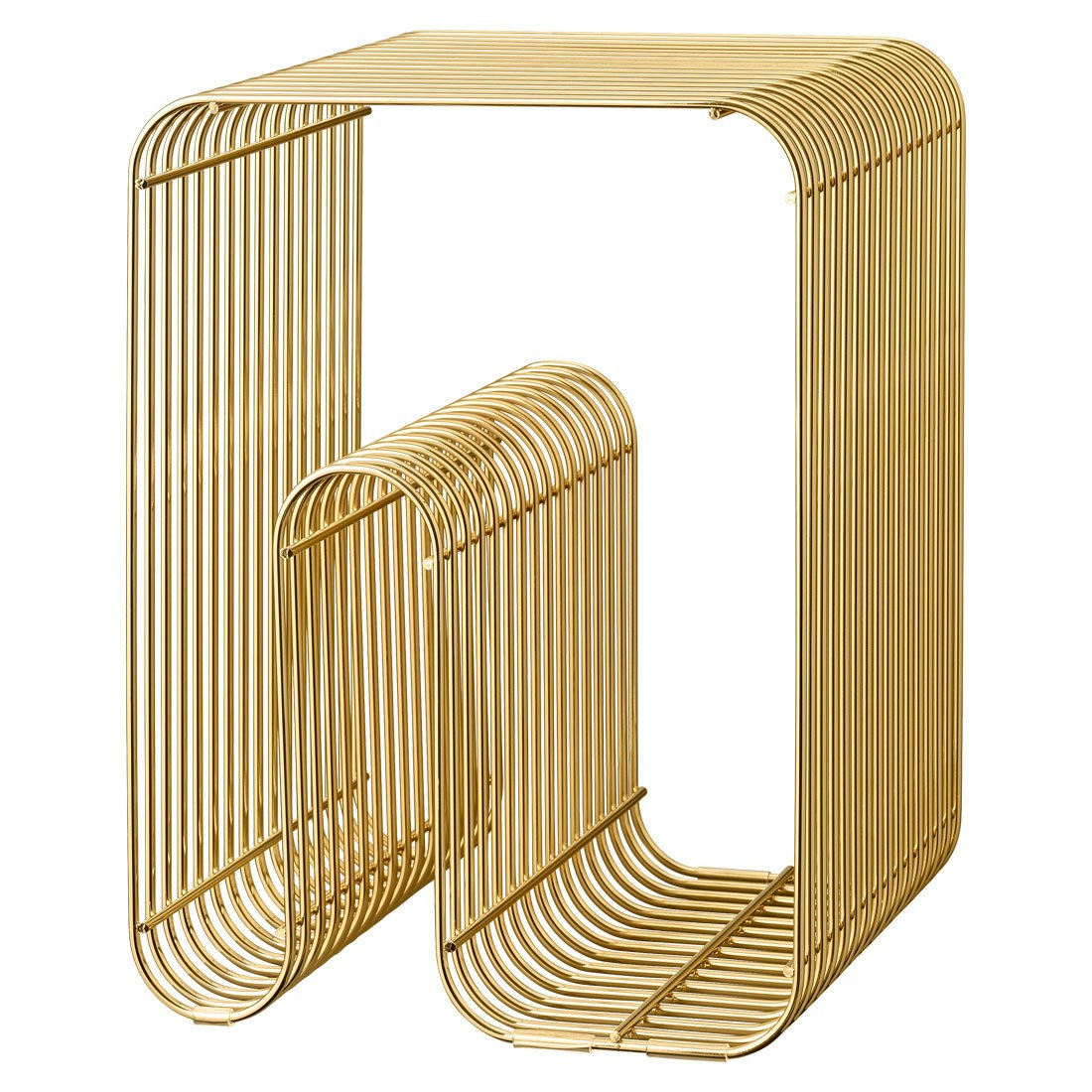 Curva Magazine Rack, Gold - AYTM @ RoyalDesign
