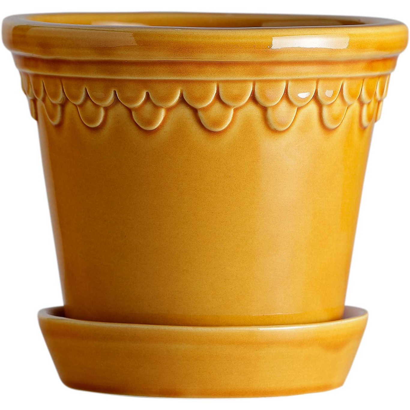 Copenhagen Pot With Saucer Yellow, Ø12 cm