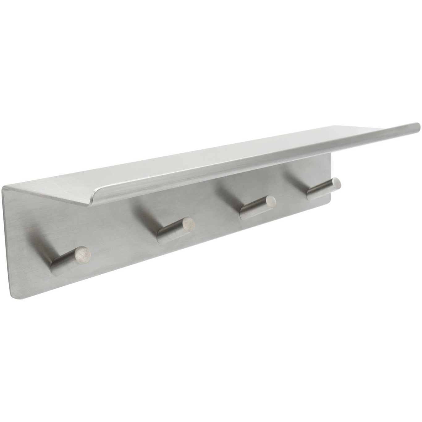 Base Hook Strip With Shelf, Brushed Stainless