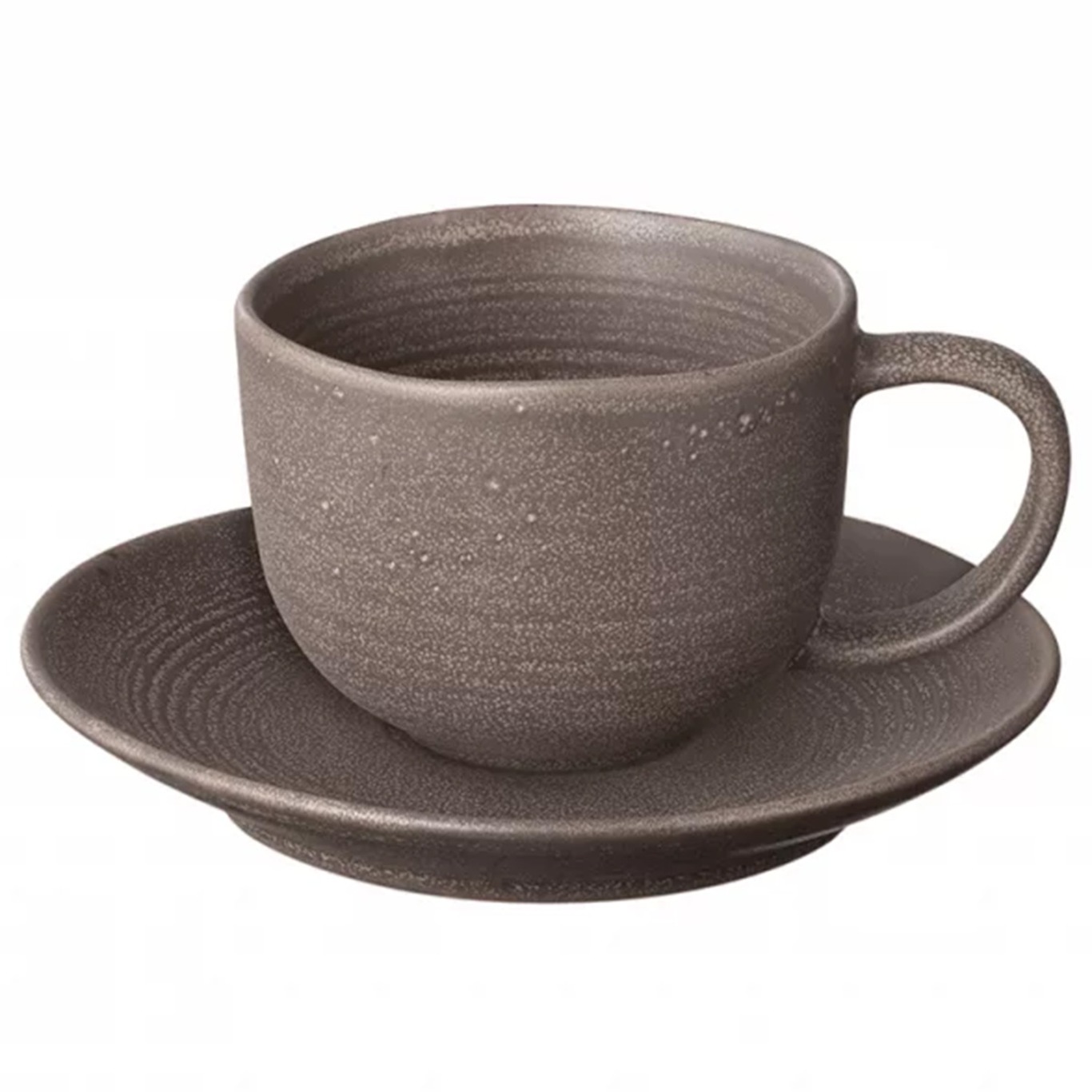 Kumi Stoneware Coffee Cups with Saucers - Set of 2