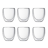 Bodum Pavina Double Wall Espresso Glass 8 CL 6-Pcs - Espresso Cups Clear - 4557-10-12
