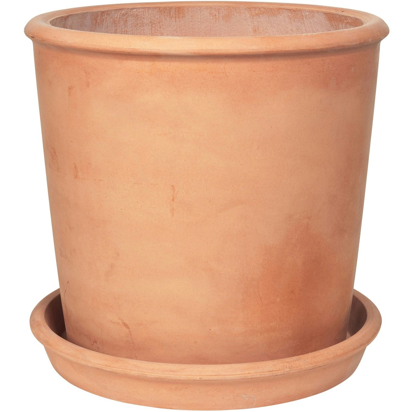 Small Terracotta Cylinder Pot and Saucer