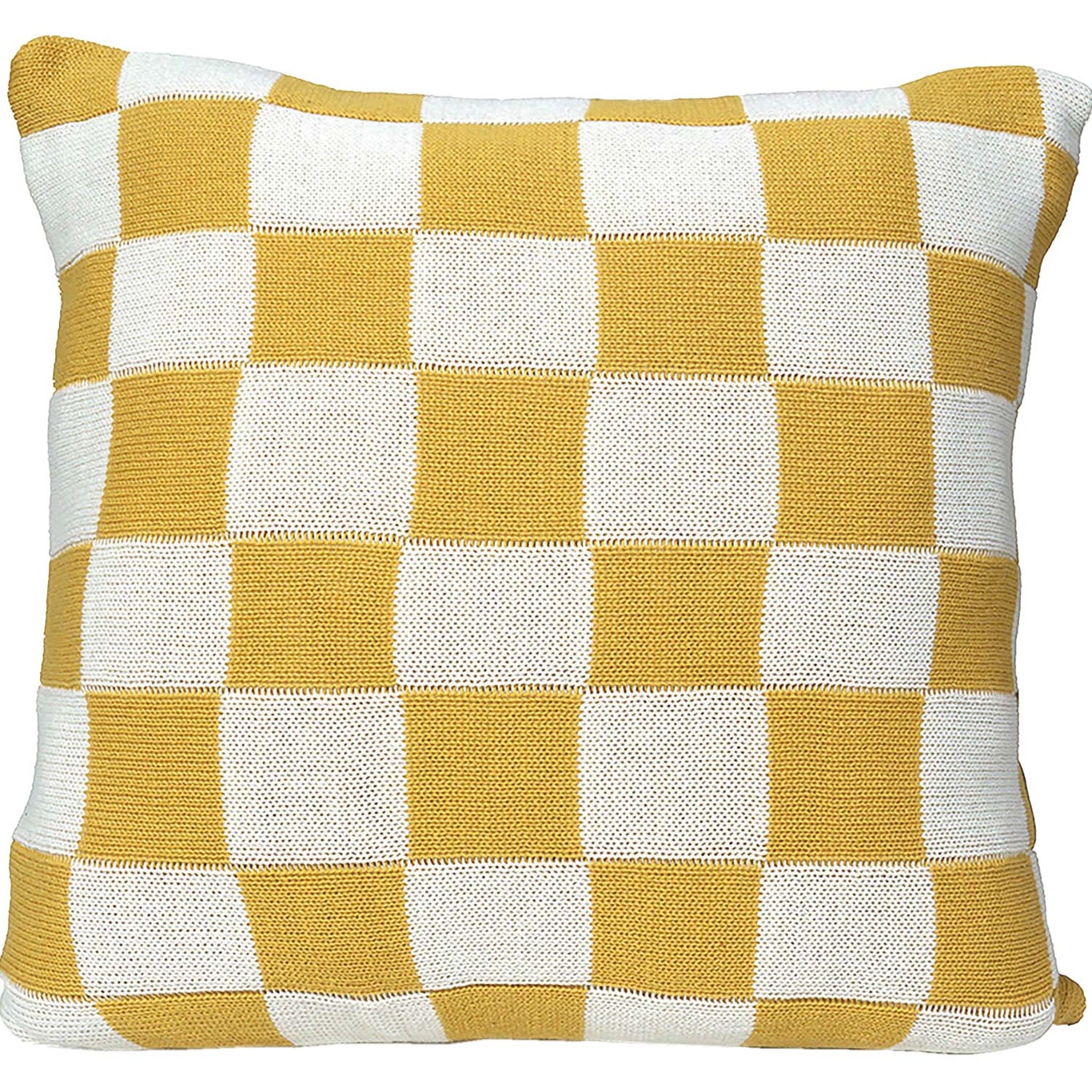Knitted Check Cushion Cover 50x50 cm, Yellow