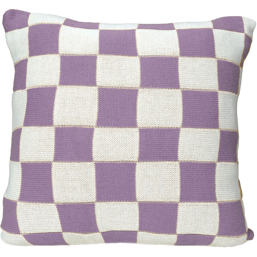 Knitted Check Cushion Cover 50x50 cm, Lilac