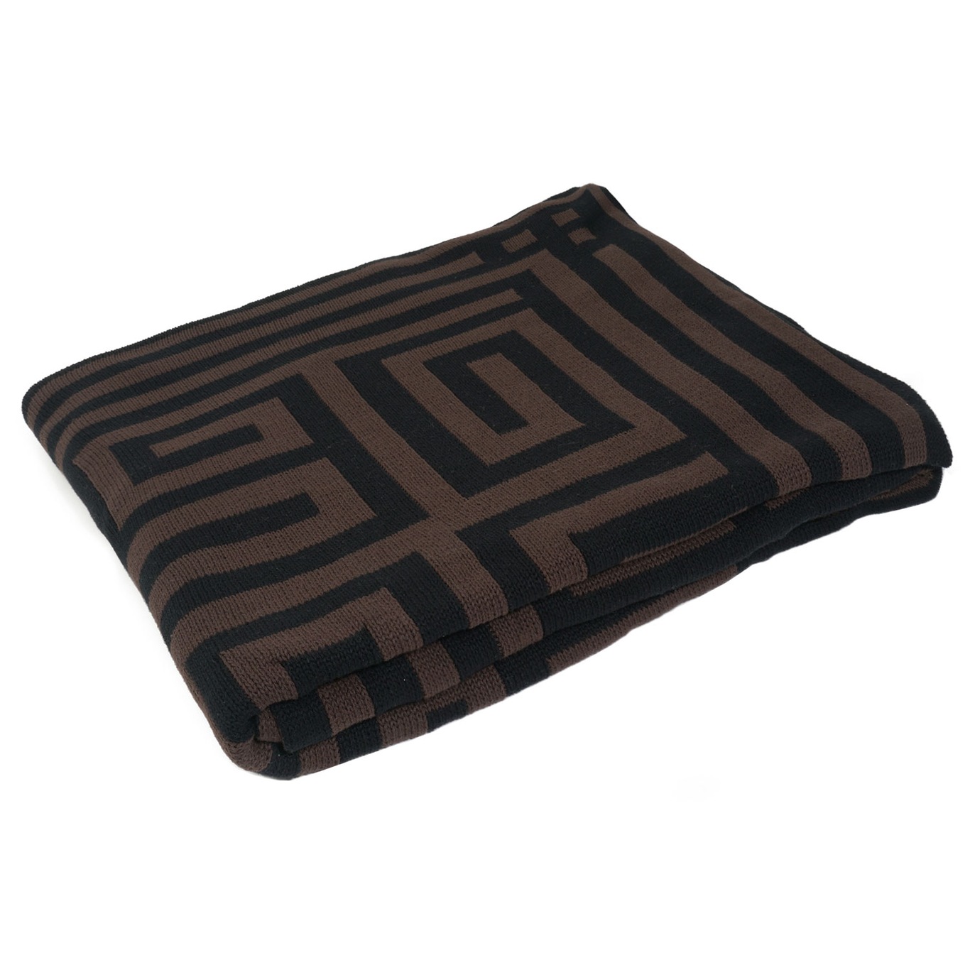 Knitted Throw 130x160 cm, Brown/Black