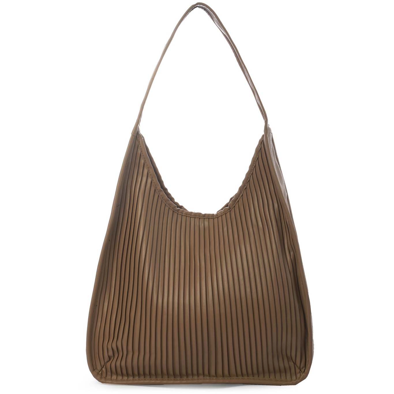 Pleated Shopper Bag, Brown