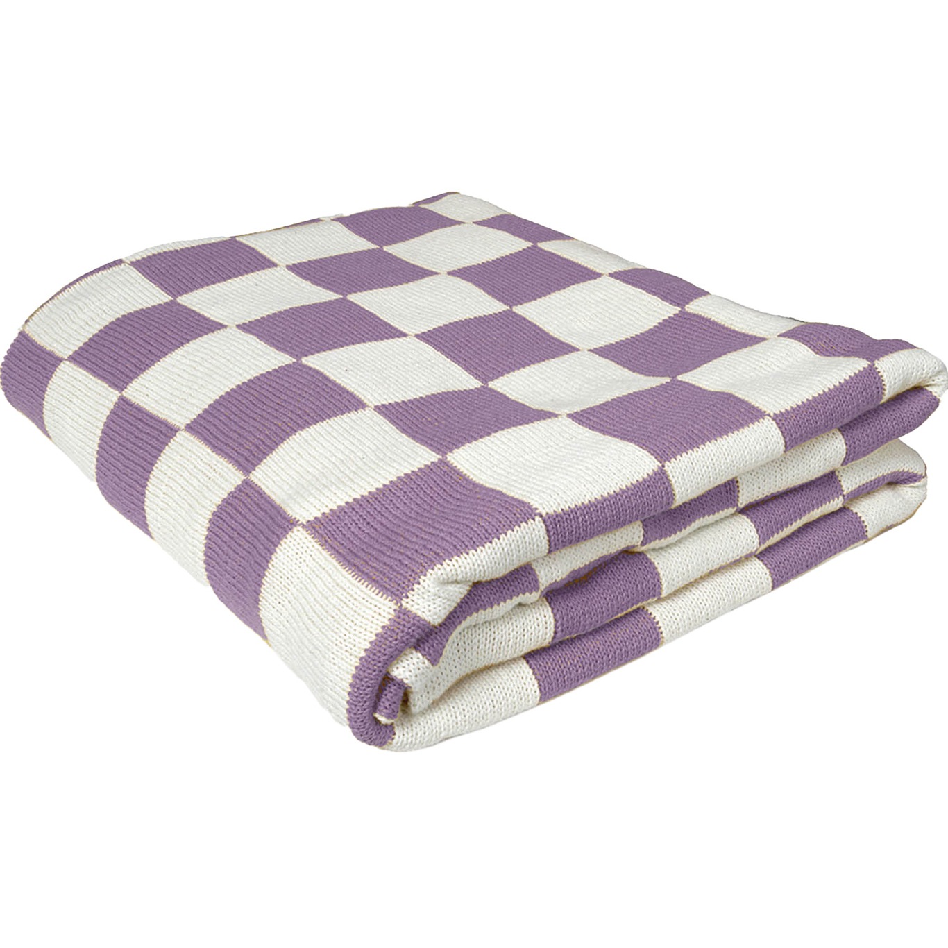 Knitted Check Throw 130x160 cm, Lilac