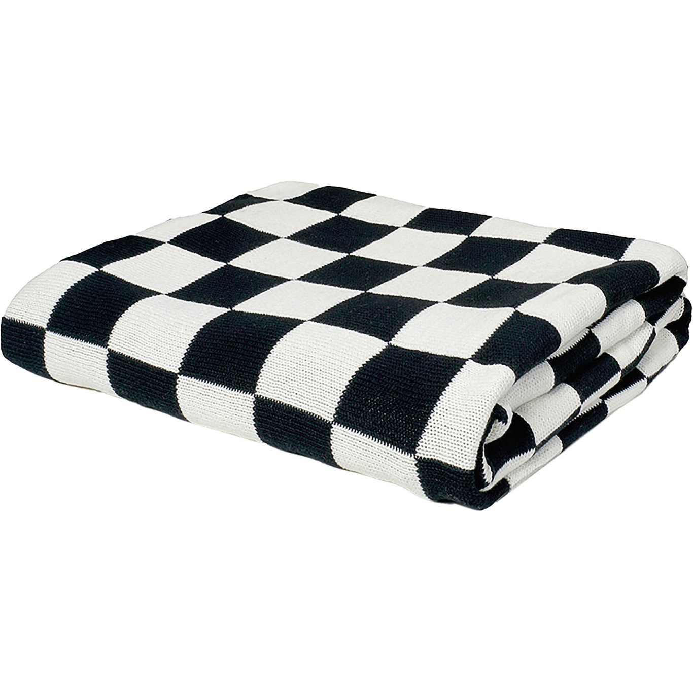 Knitted Check Throw 130x160 cm, Black
