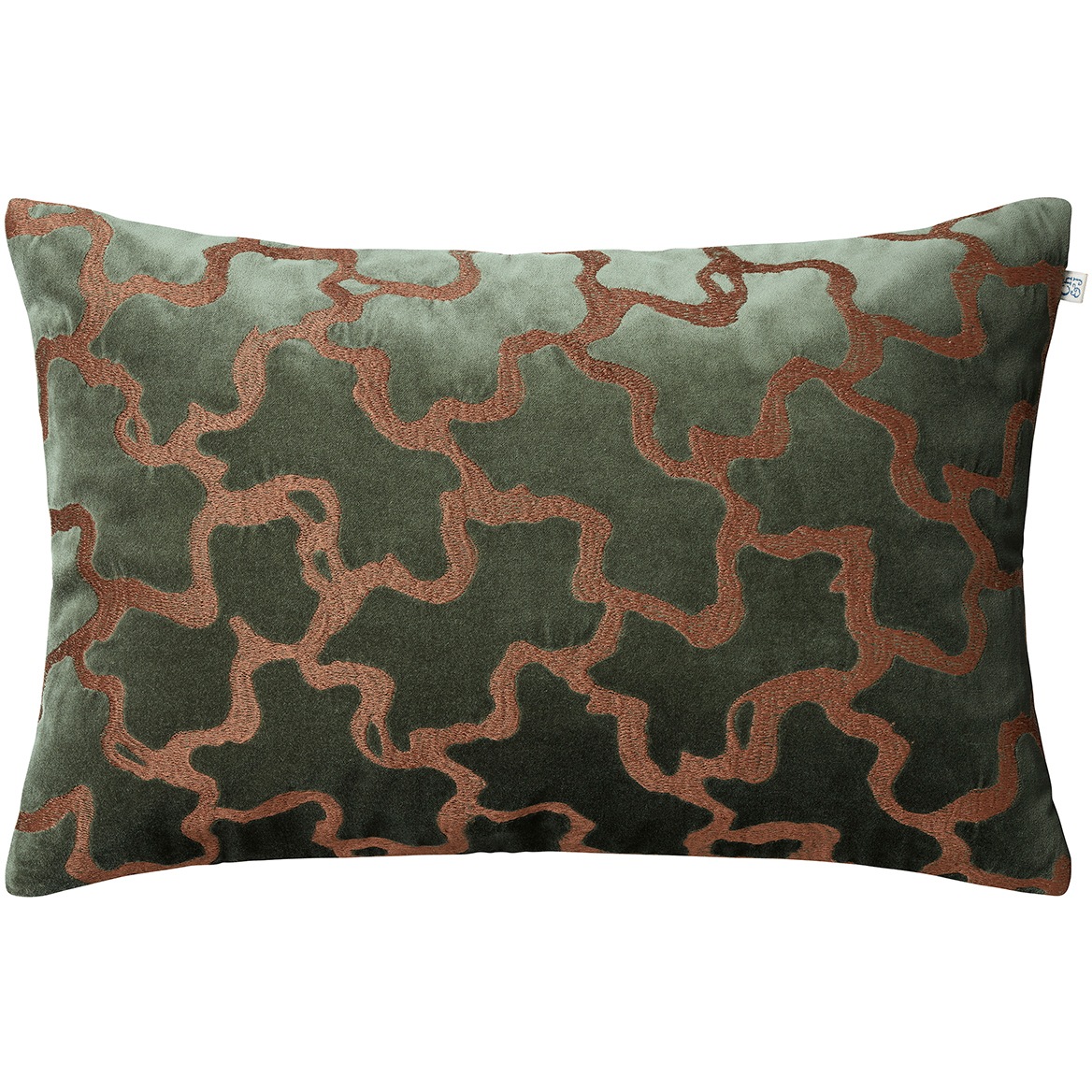 Chand Cushion Cover 40x60 cm, Forest Green / Cognac
