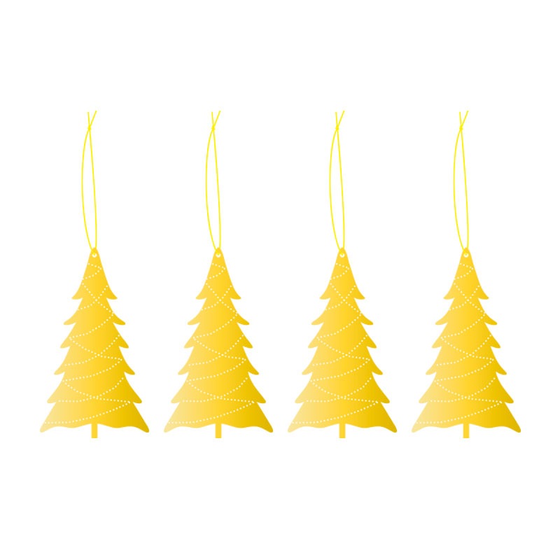 Christmas Decorations Brass Coated Stainless Steel 4-pack, Tree