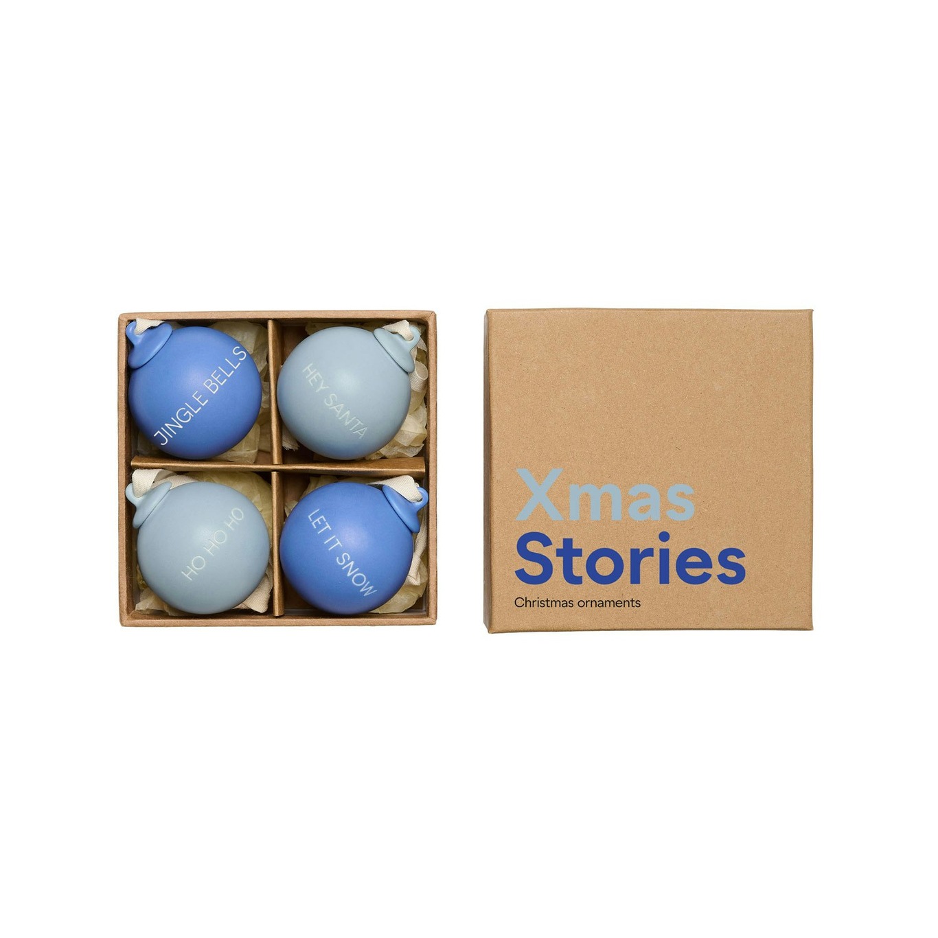 Xmas Stories Baubles 4 cm 4-pack, Blue