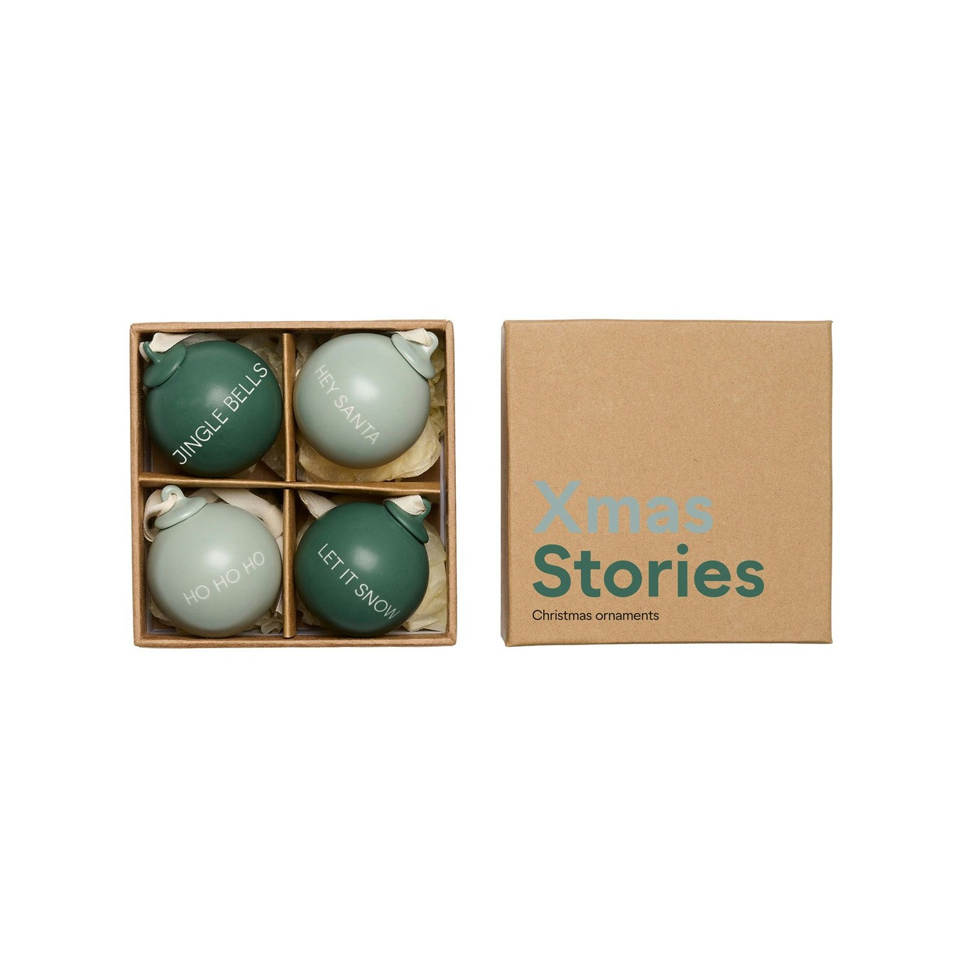Xmas Stories Baubles 4 cm 4-pack, Green