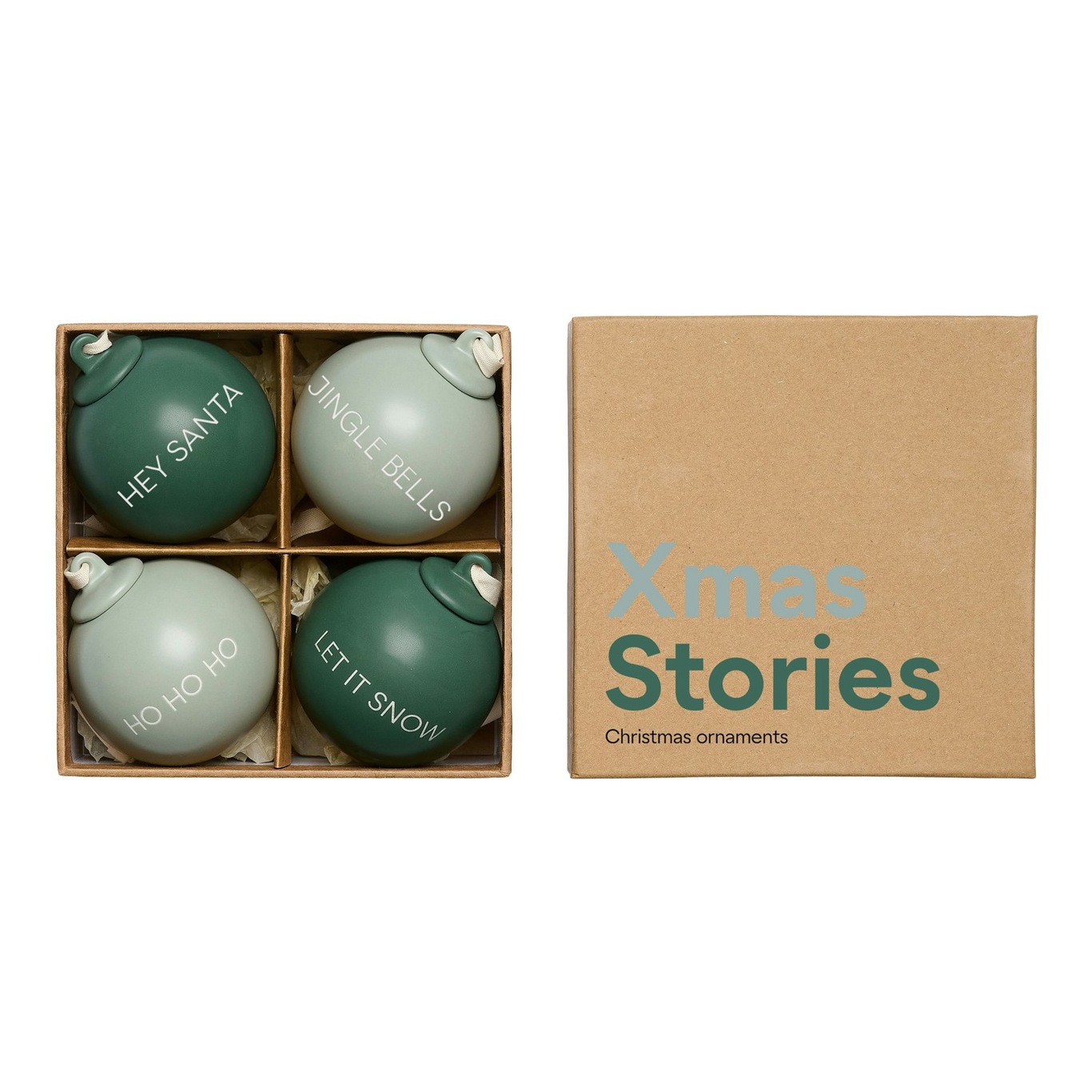 Xmas Stories Baubles 6 cm 4-pack, Green