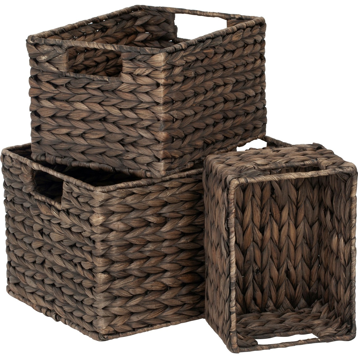 Water Hyacinth Baskets Brown 3-pack, S