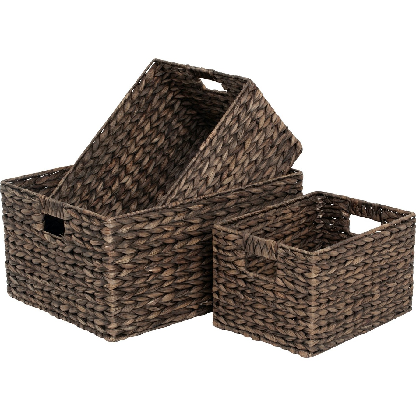 Water Hyacinth Baskets Brown 3-pack, L