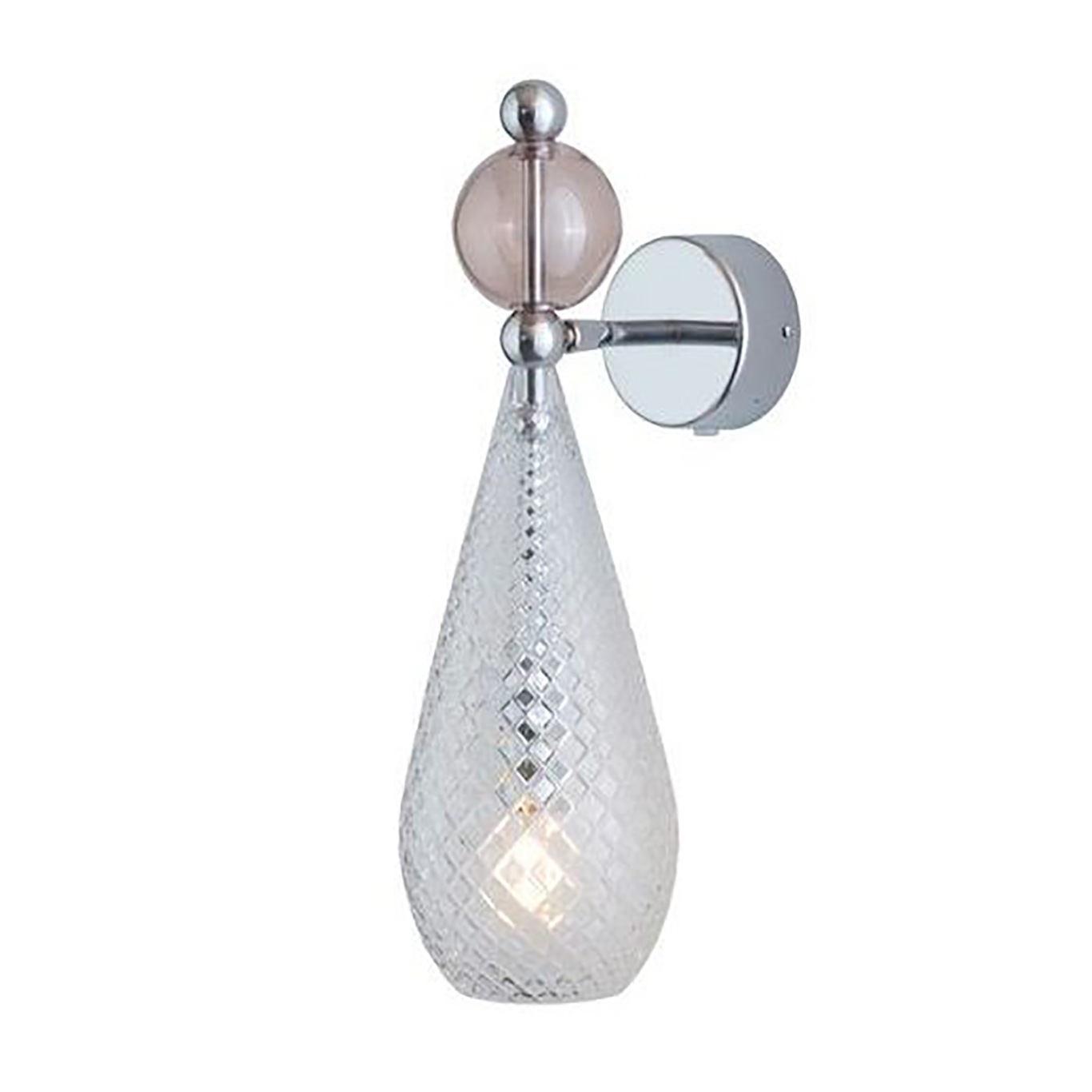 Smykke Wall Lamp, Crystal Check / Obsidian Ball / Shiny Silver