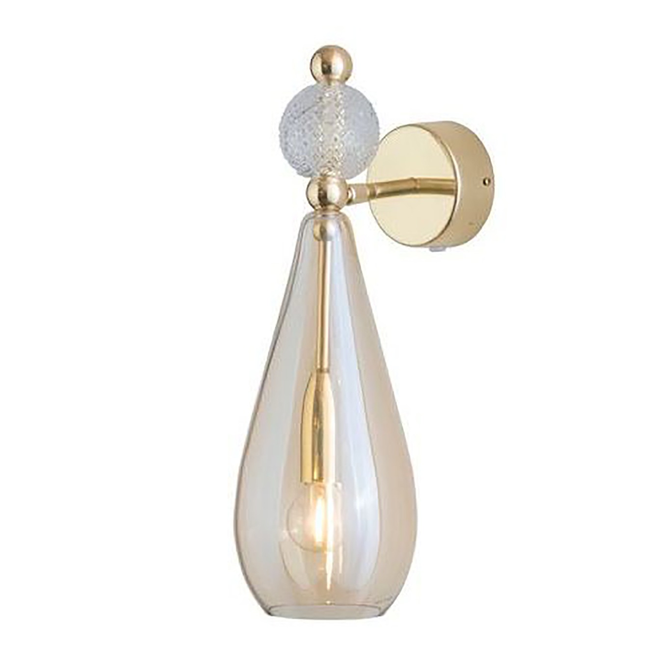 Smykke Wall Lamp, Golden Smoke / Crystal Check Ball / Shiny Gold