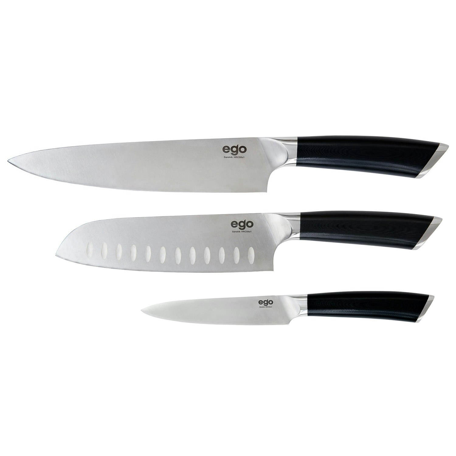 Set of 3 Chefs Knives with Magnetic Solid Wood Knife Block - Vollkommen FVR  - Made in Germany