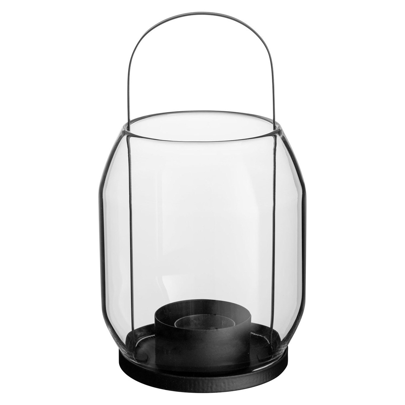 Candle Holder Glass, 22 cm Black