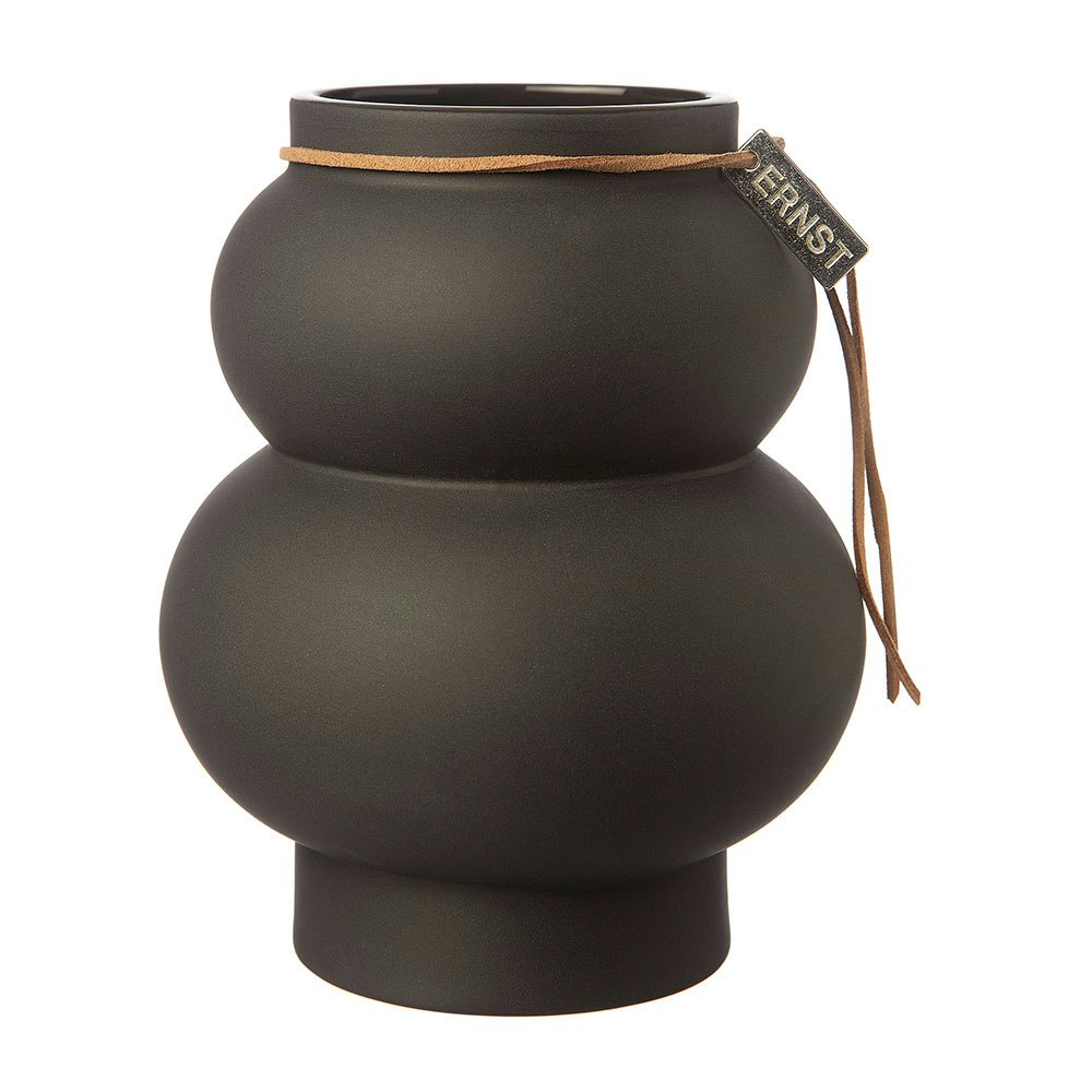 Curvy Vase Stoneware Dark Grey, 21.5x12 cm