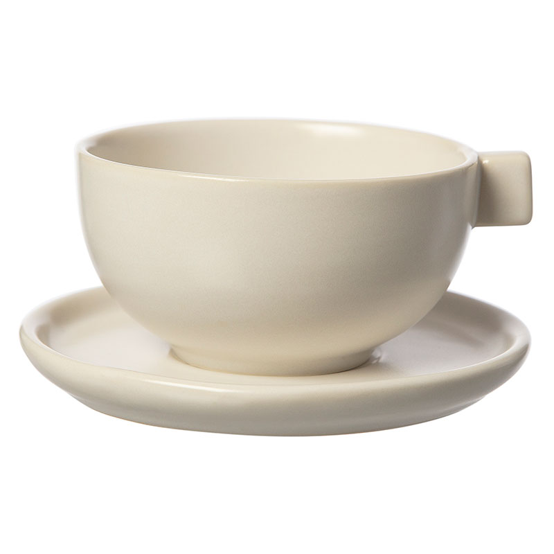 Teacup With Saucer, White Sand