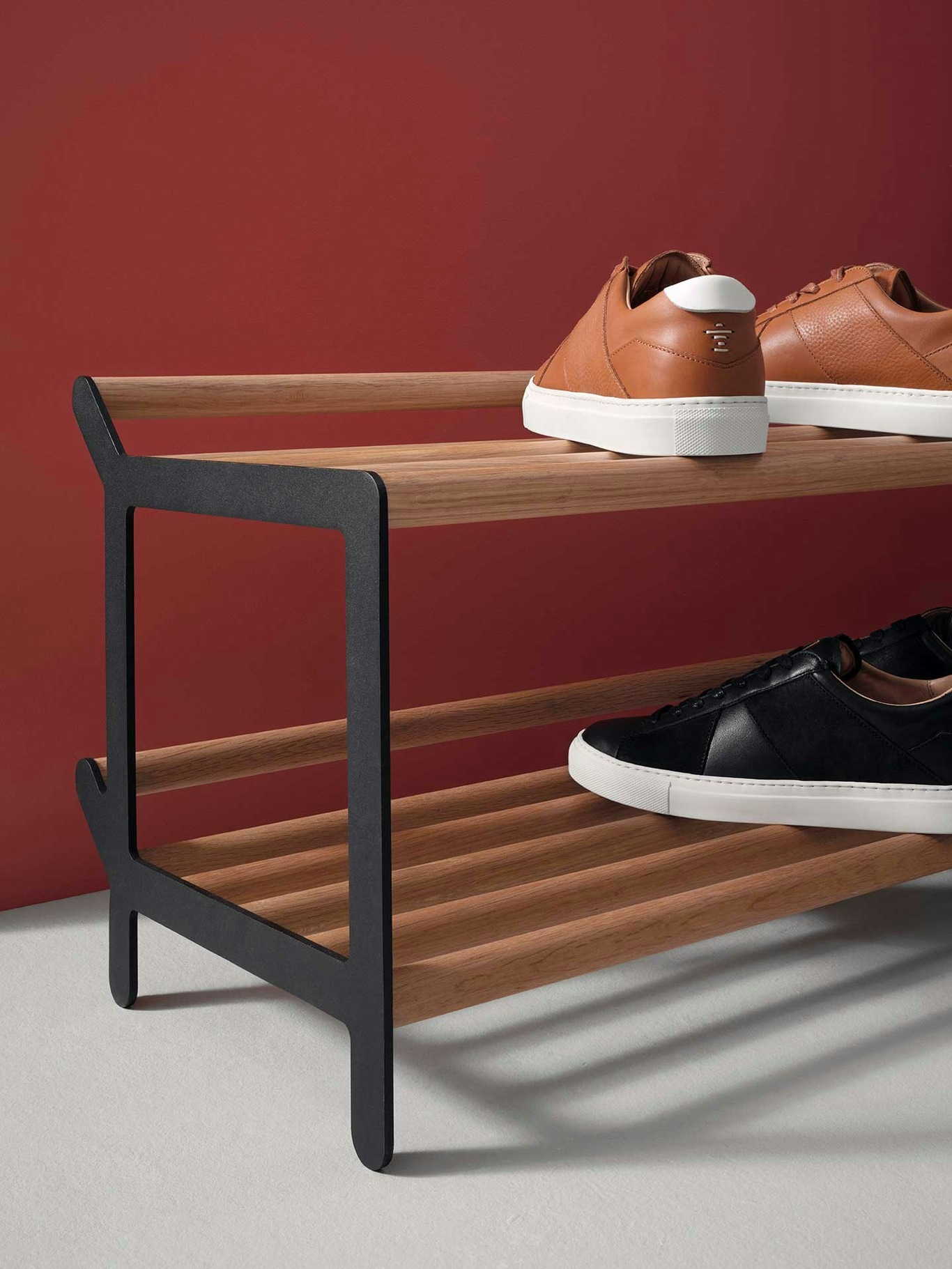 Tamburin Shoe Shelf 60cm, Black/ Oak - Essem Design @ RoyalDesign